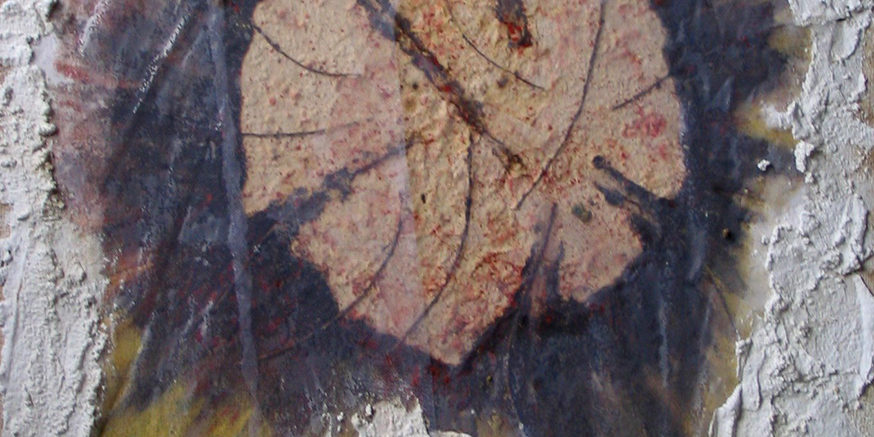 Scoperta Velata – 2004 – Tecnica mista su tavola telata, colori ad olio, acrilici, ossidi, terre, stucco, colla, legacci, tulle, caffè, ferro – 70×100